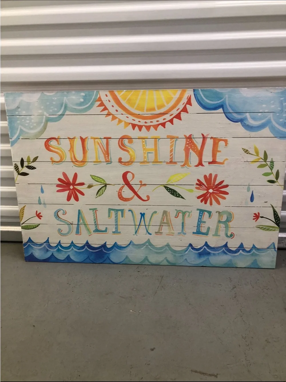Pottery Barn Teen Sunshine & Saltwater Multicolor Wooden Plaque